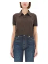 Khaite Morgane Wool-blend Polo Sweater In Brown