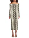 Khaite Women's Vivi Python Print Midi Bodycon Dress In Beige Multi