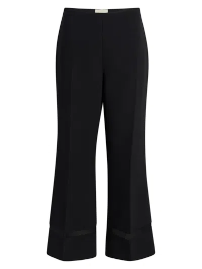 Khaite Women's Wallace Mesh-panel Wide-leg Pants In Black