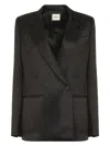 Khaite Willow Double-breasted Mikado Blazer In Black