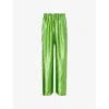 Khaite Womens Absinthe Rohen Drawstring Satin Trousers