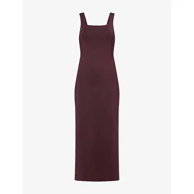 Khaite Womens Almandine Dixi Square-neck Knitted Maxi Dress In Burgundy
