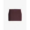 Khaite Womens Almandine Jett Wool-and-silk Mini Skirt In Burgundy