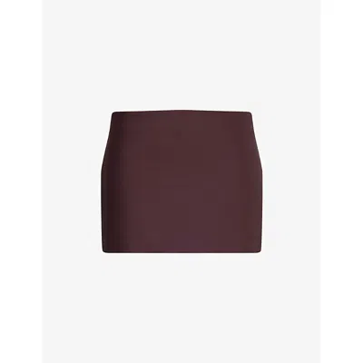 Khaite Womens Almandine Jett Wool-and-silk Mini Skirt In Burgundy