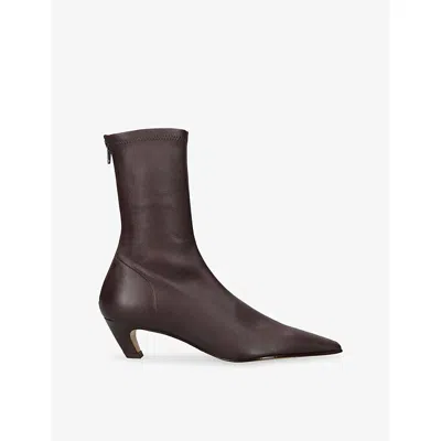 Khaite Womens Arizona 40 Stretch-leather Ankle Boots Wine Eur 39 / 6 Uk