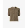 Khaite Womens Artichoke Nora Short-sleeve Knitted Cashmere Cardigan In Brown