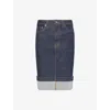 Khaite Womens Benson Kendra Turn-up Denim Skirt In Blue