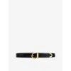 Khaite Womens Bambi Skinny Croc-embossed Leather Belt Black In Black 200