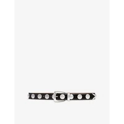 Khaite Womens Benny Studded Leather Belt Black