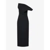 Khaite Womens Black Cato Asymmetric Woven Midi Dress In Black