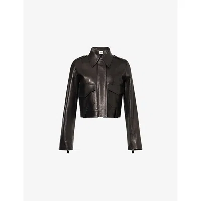 Khaite Womens Black Cordelia Moto Leather Jacket Xs