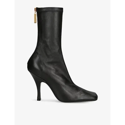 Khaite Eva Stretch Leather Ankle Booties In Black