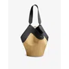 Khaite Lotus Small Textured Leather-trimmed Canvas Tote In Black / Honey