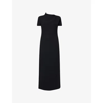 Khaite Womens Black Iryl Open-back Crepe Midi Dress