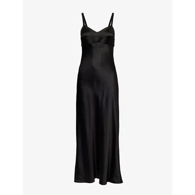 Khaite Joely Empire Waist Satin Dress In Black