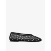 Khaite Marcy Crystal-embellished Mesh Flats In Black