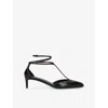 Khaite Pointed Toe Black Ankle Strap Sandals In Black