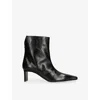 Khaite Ona Leather Stiletto Ankle Boots In Black