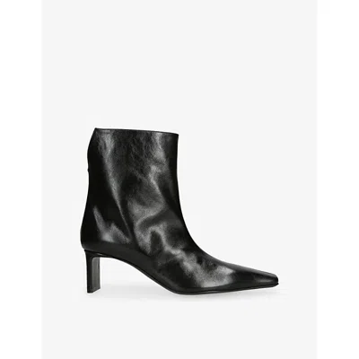 Khaite Womens Black Ona 55 Leather Heeled Ankle Boots Eur 40 / 7 Uk