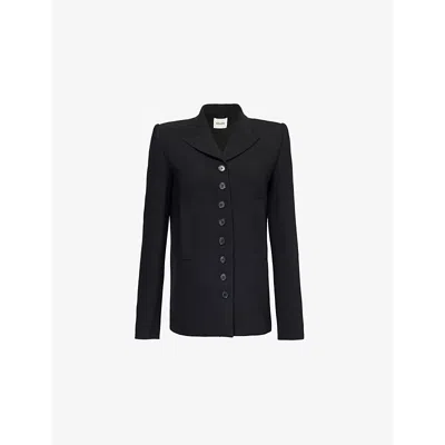 Khaite Womens  Saraphina Welt-pockets Regular-fit Stretch-woven Blend Blazer In Black