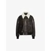 Khaite Shellar Lambskin Leather Jacket With Genuine Shearling Collar In Black