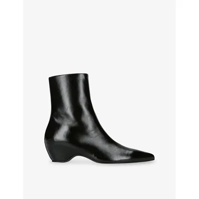 KHAITE WOMENS KHAITE SYBIL 40 GLAZED-LEATHER ANKLE BOOTS