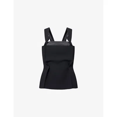 Khaite Womens Black Yasmina Boned Woven Top