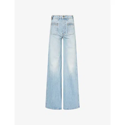 Khaite Womens Bomont Delmonico Wide-leg Denim Jeans In Blue