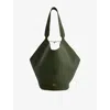 Khaite Womens Bottle Green Lotus Small Leather Tote Bag