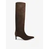 Khaite Ona Suede Stiletto Knee Boots In Brown