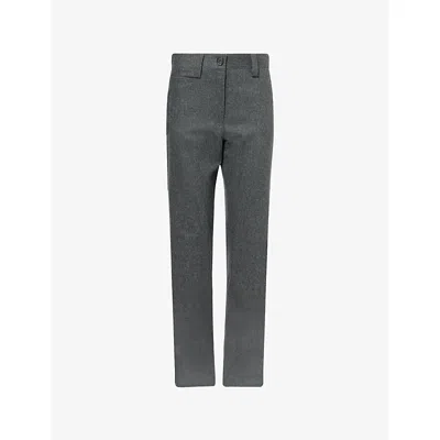 KHAITE WOMENS CALLUM STRAIGHT-LEG STRETCH-WOOL AND CASHMERE TROUSERS STORM