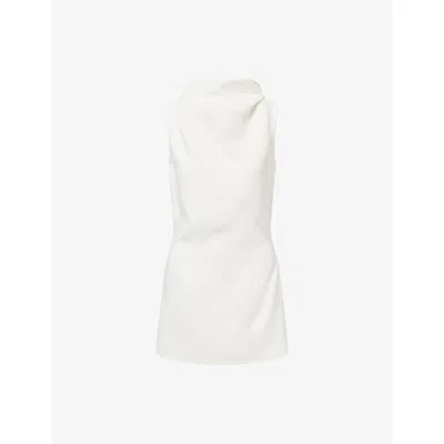 Khaite Womens Chalk Astor Draped-neck Woven Mini Dress In White