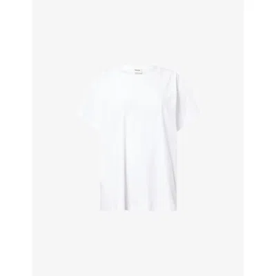 Khaite Womens Chalk Winsley Crew-neck Cotton T-shirt In White