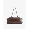 Khaite Simona Crackle Patent Elongated Tote Bag In Brown