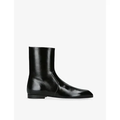 KHAITE WOMENS BLACK COLT LEATHER ANKLE BOOTS EUR 40 / 7 UK