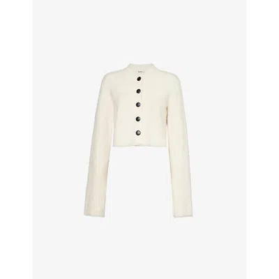 Khaite Button-up Brushed Cardigan In Cream