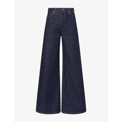 Khaite Womens Dane Wide-leg Cotton-blend Denim Jeans Benson In Blue