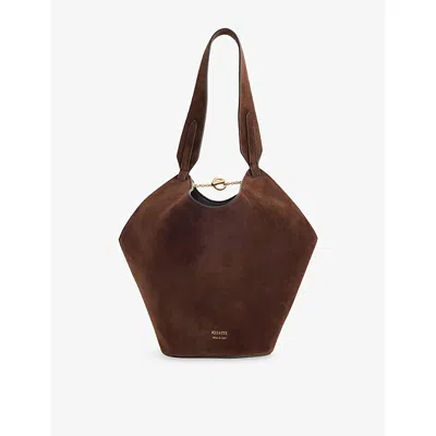 Khaite Womens Dark Brown Lotus Mini Leather Tote Bag