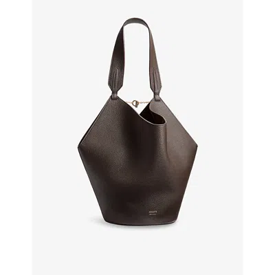 KHAITE WOMENS DARK BROWN LOTUS SMALL LEATHER TOTE BAG