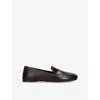 Khaite Womens  Monroe Square-toe Leather Loafers In Dark Brown
