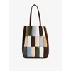 Khaite Womens Dark Brown Multi Zoe Patchwork Leather Tote Bag