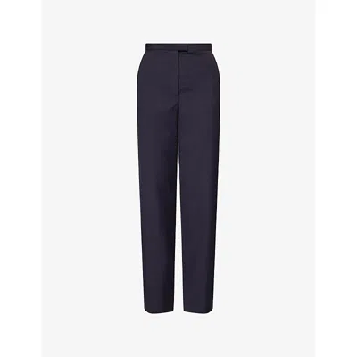 Khaite Womens Dark Navy Borden Straight-leg Wool Trousers In Blue
