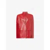 Khaite Dolso Single-breasted Leather Cape Jacket In Red