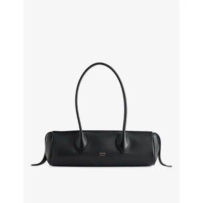 Khaite Womens Donna Logo Leather Shoulder Bag Black