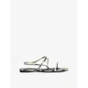 Khaite Loop Python-effect Leather Sandals In Grey/p.cmb