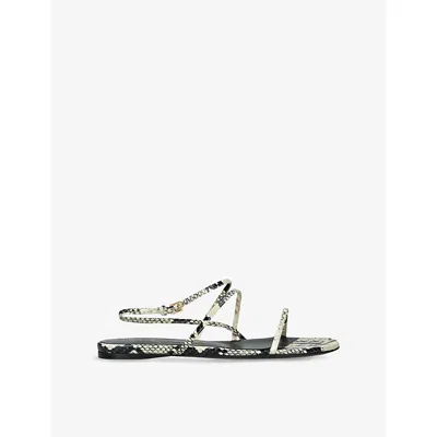 KHAITE WOMENS GREY/P.CMB LOOP LEATHER SANDALS EUR 37.5 / 4.5 UK