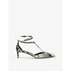 Khaite Python-print Ankle Strap Pumps With 4.5 Cm Heel In Grey/p.cmb