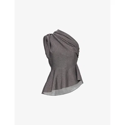 KHAITE WOMENS GUNMETAL AIMEE ONE-SHOULDER KNITTED TOP