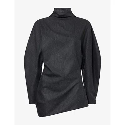 Khaite Womens Harlow Draped Wool And Cashmere Top Charcoal In Black