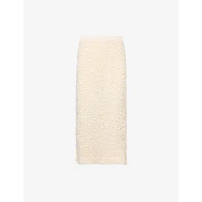 Khaite Womens Ivory Adela Bouclé Cotton-blend Midi Skirt In Neutral